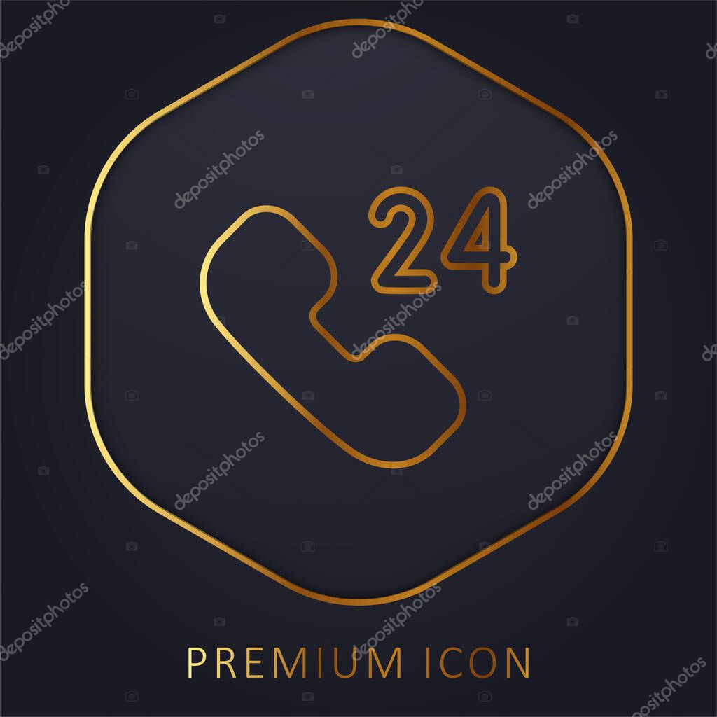 24 Hours Support golden line premium logo or icon