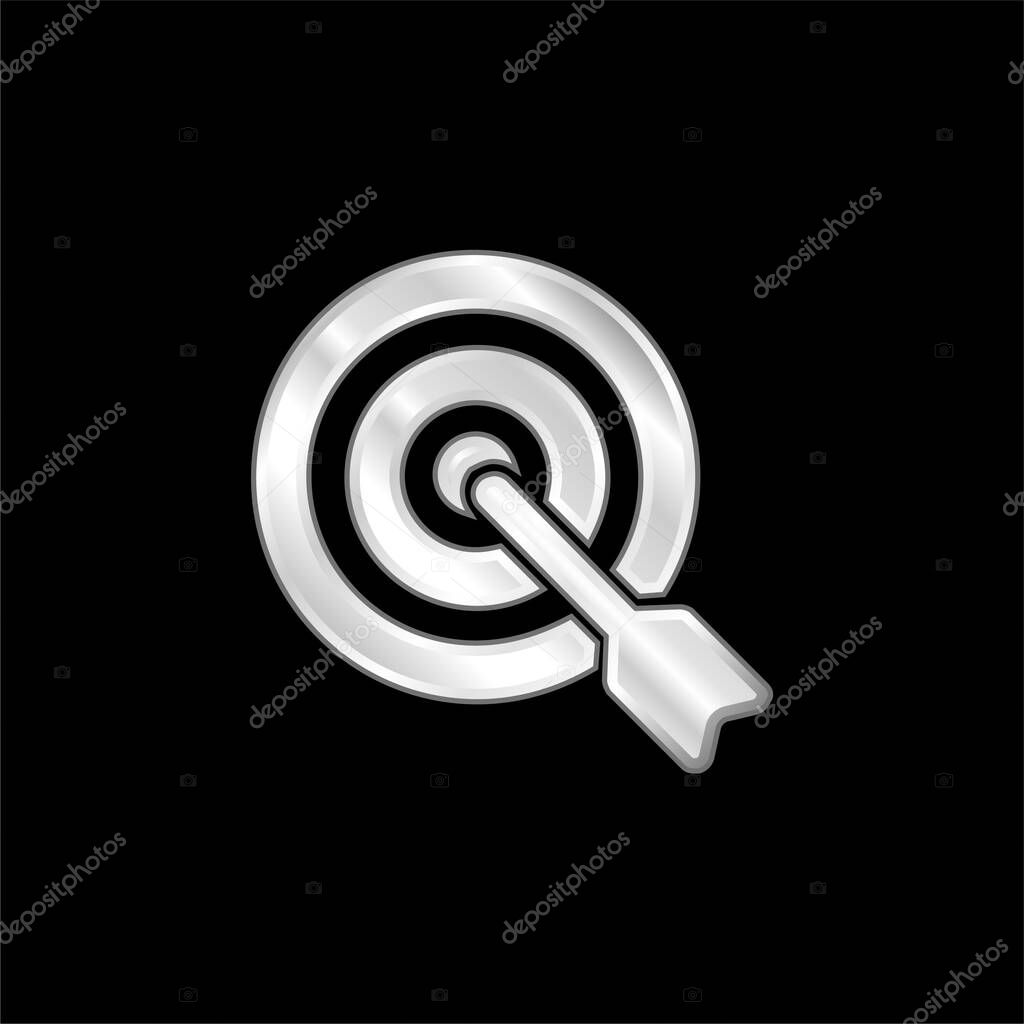 Arrow On Target silver plated metallic icon