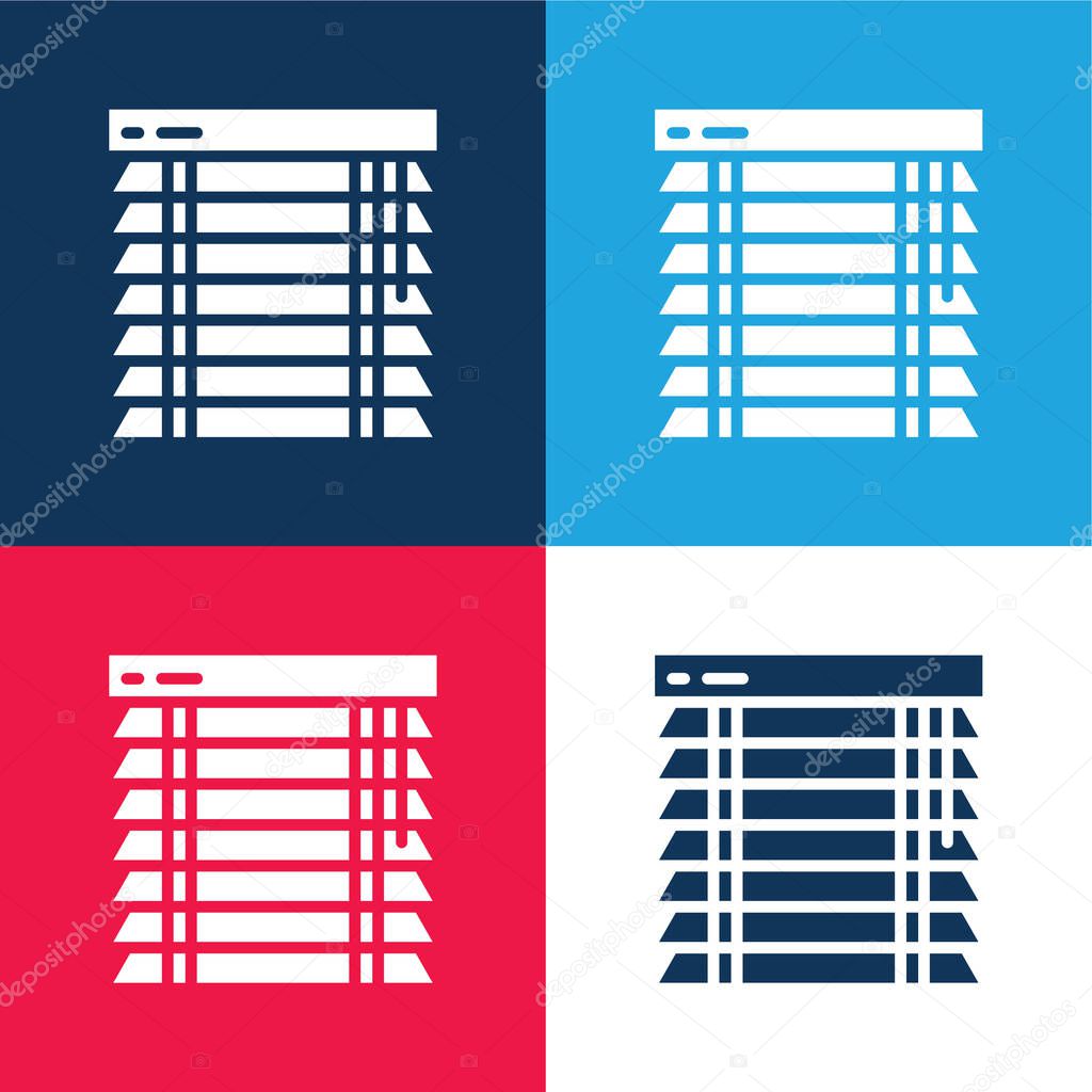 Blinds blue and red four color minimal icon set