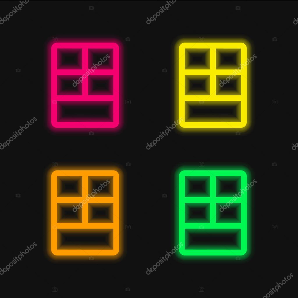 Big Layout four color glowing neon vector icon