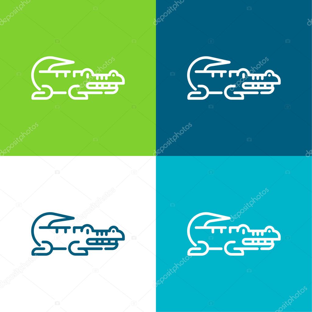 Alligator Flat four color minimal icon set