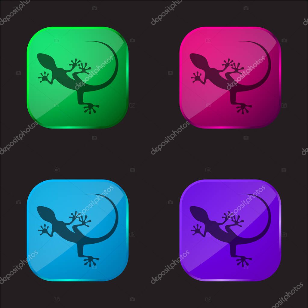 Animal four color glass button icon