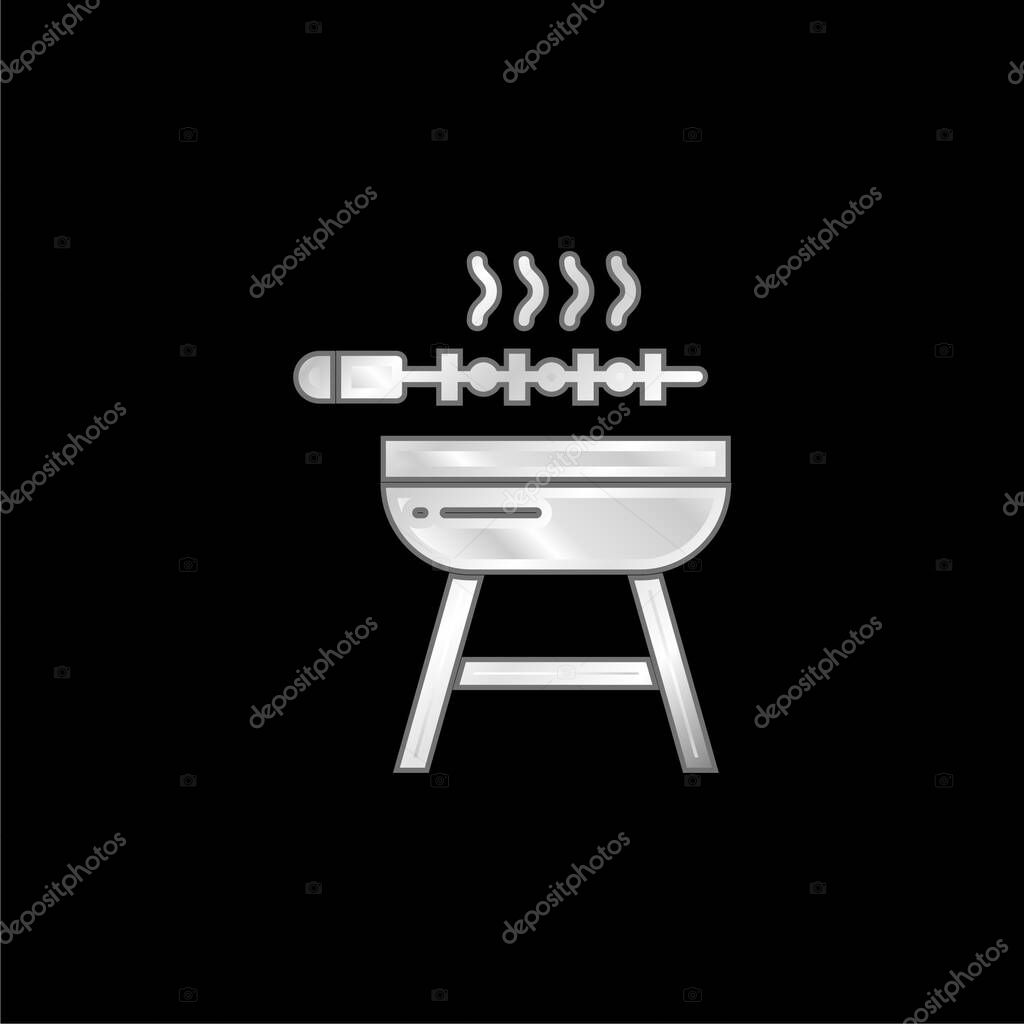 Barbeque silver plated metallic icon