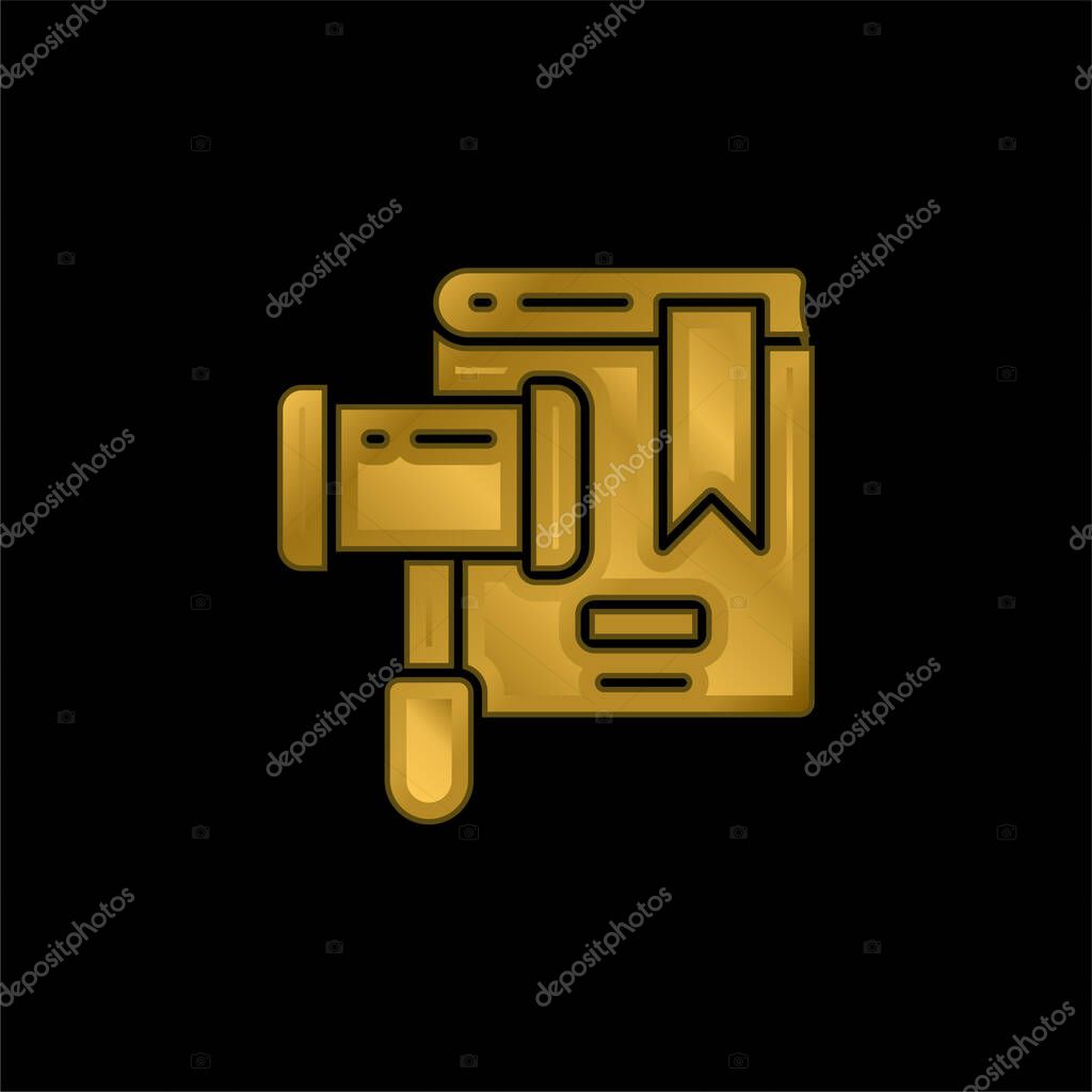 Auction gold plated metalic icon or logo vector