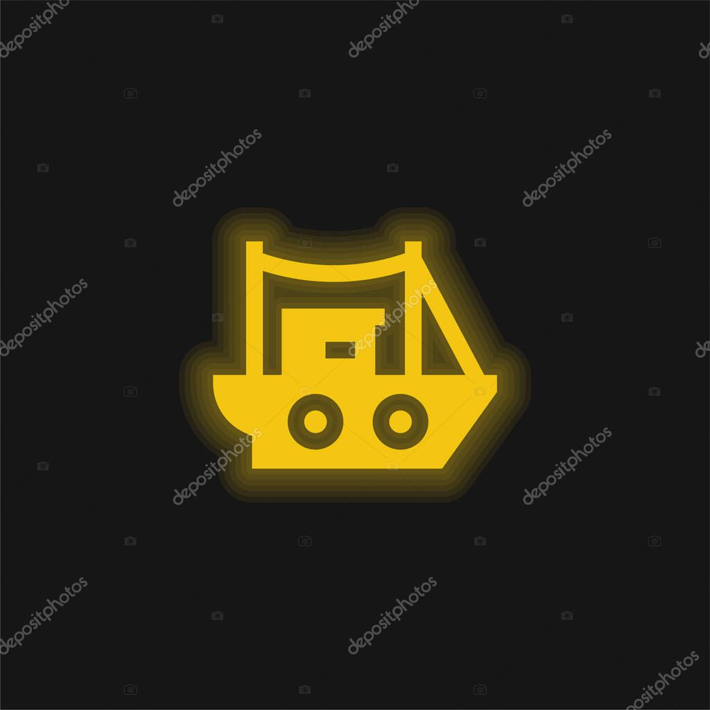 Boat yellow glowing neon icon