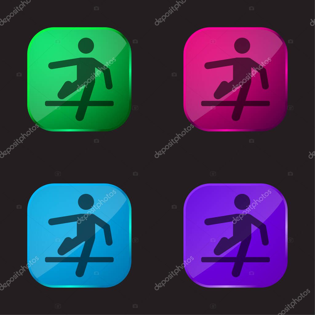 Athlete four color glass button icon