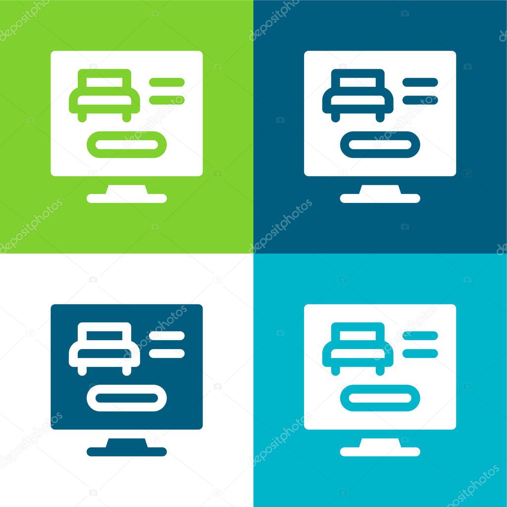 Booking Online Flat four color minimal icon set