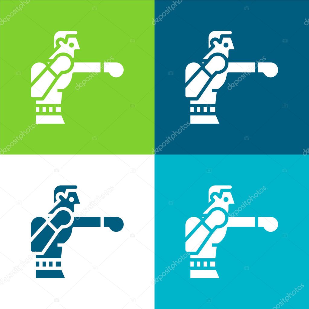 Boxing Flat four color minimal icon set