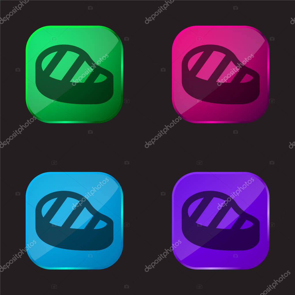 Beef Steak four color glass button icon