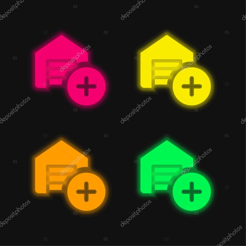 Add four color glowing neon vector icon