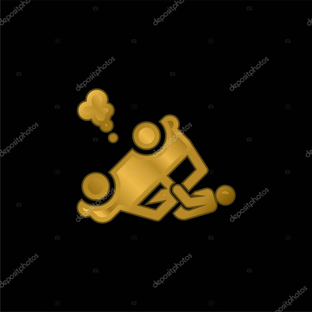 Accident gold plated metalic icon or logo vector