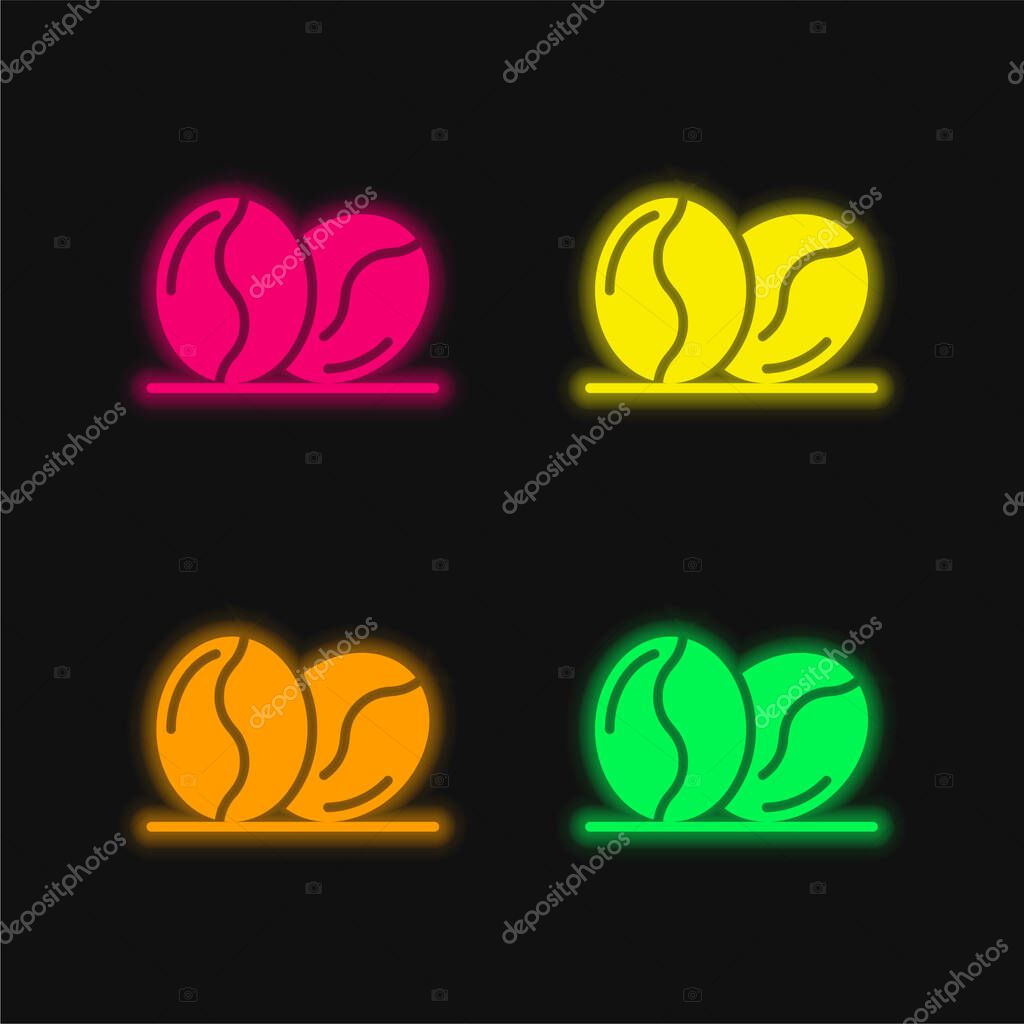 Beans four color glowing neon vector icon
