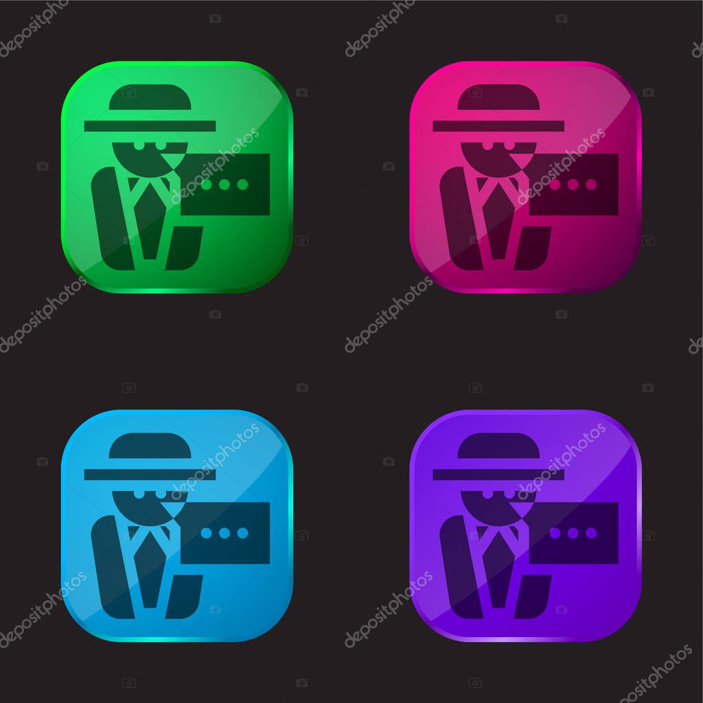 Anonymous Message four color glass button icon