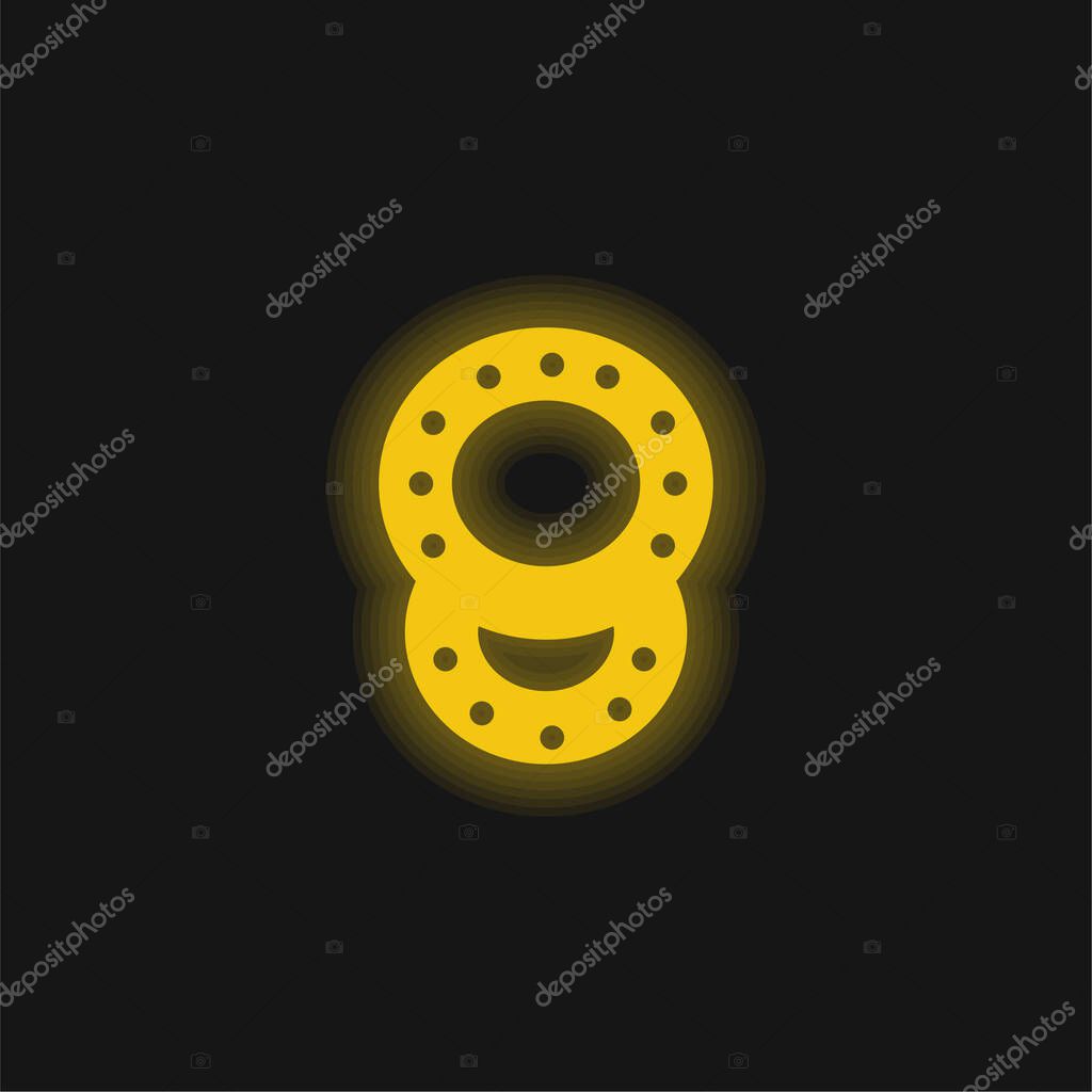 Baby Rattles Pair yellow glowing neon icon