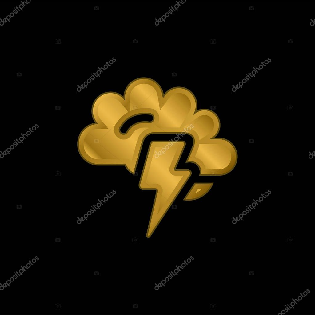 Brainstorming gold plated metalic icon or logo vector