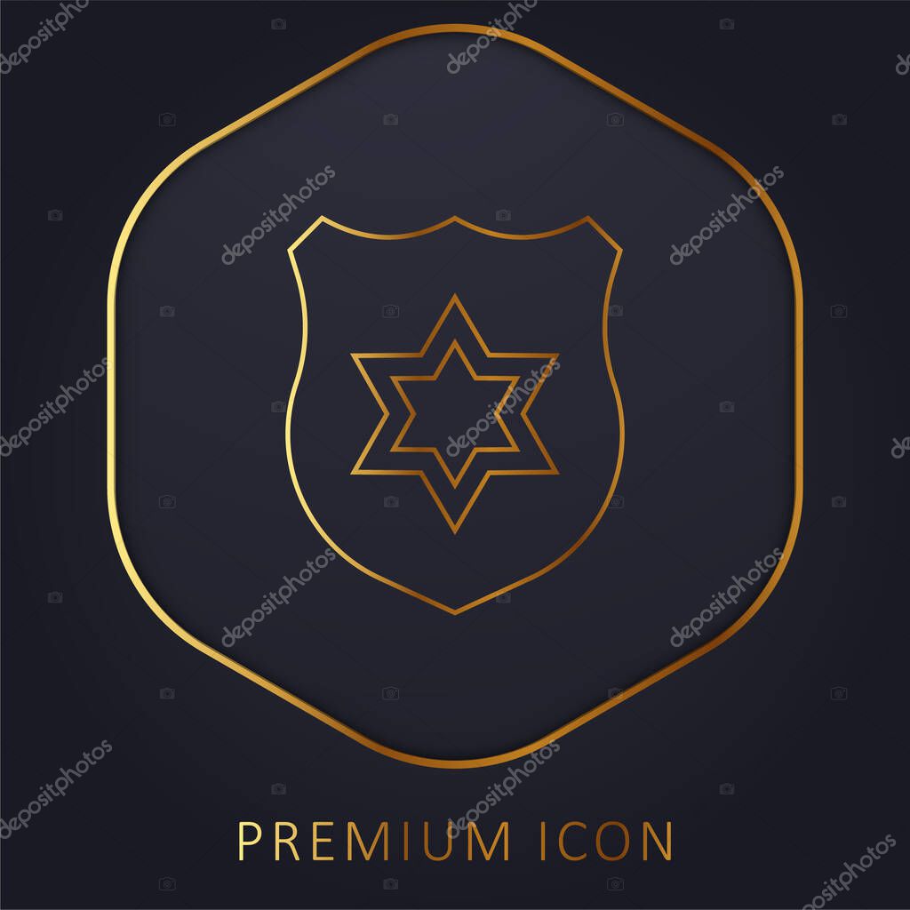 Badge golden line premium logo or icon