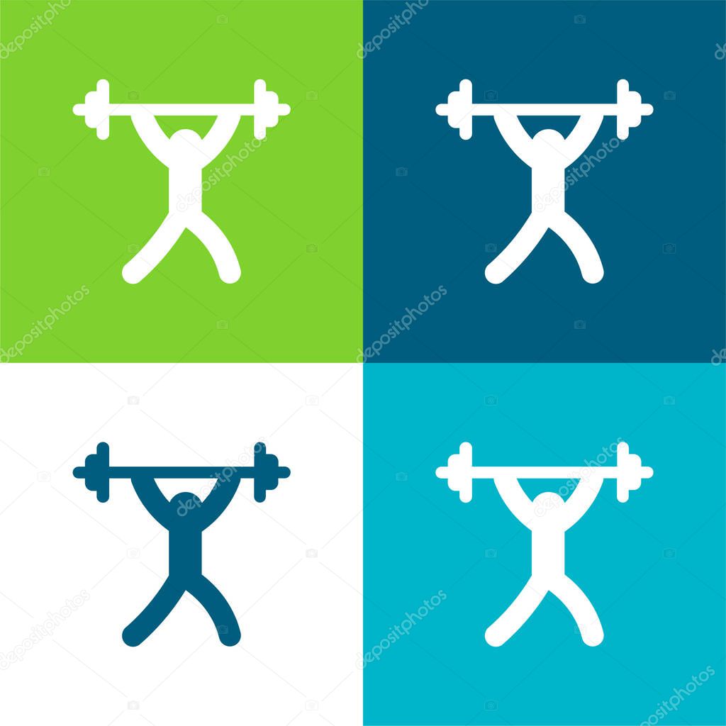 Barbell Flat four color minimal icon set