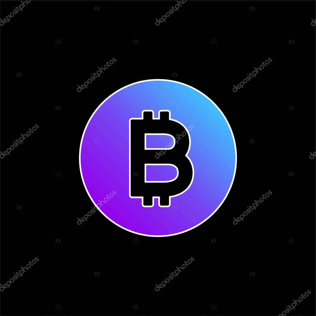 Bit Round Button blue gradient vector icon