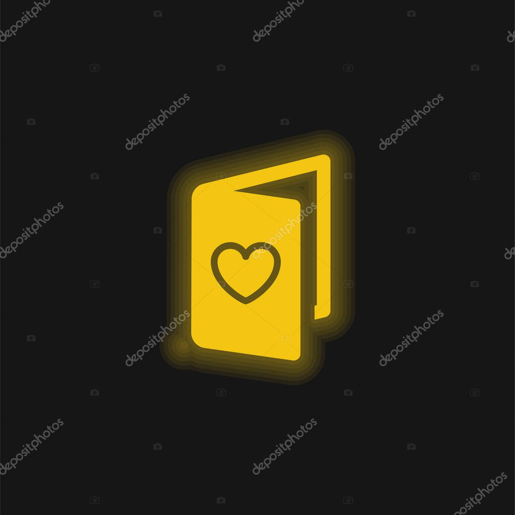 Birthday Card yellow glowing neon icon