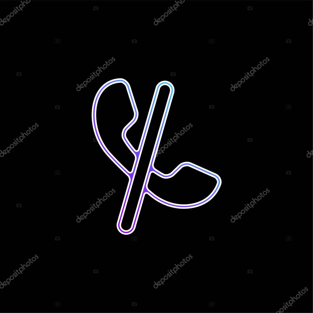 Auricular Blocked Call Sign With A Slash blue gradient vector icon