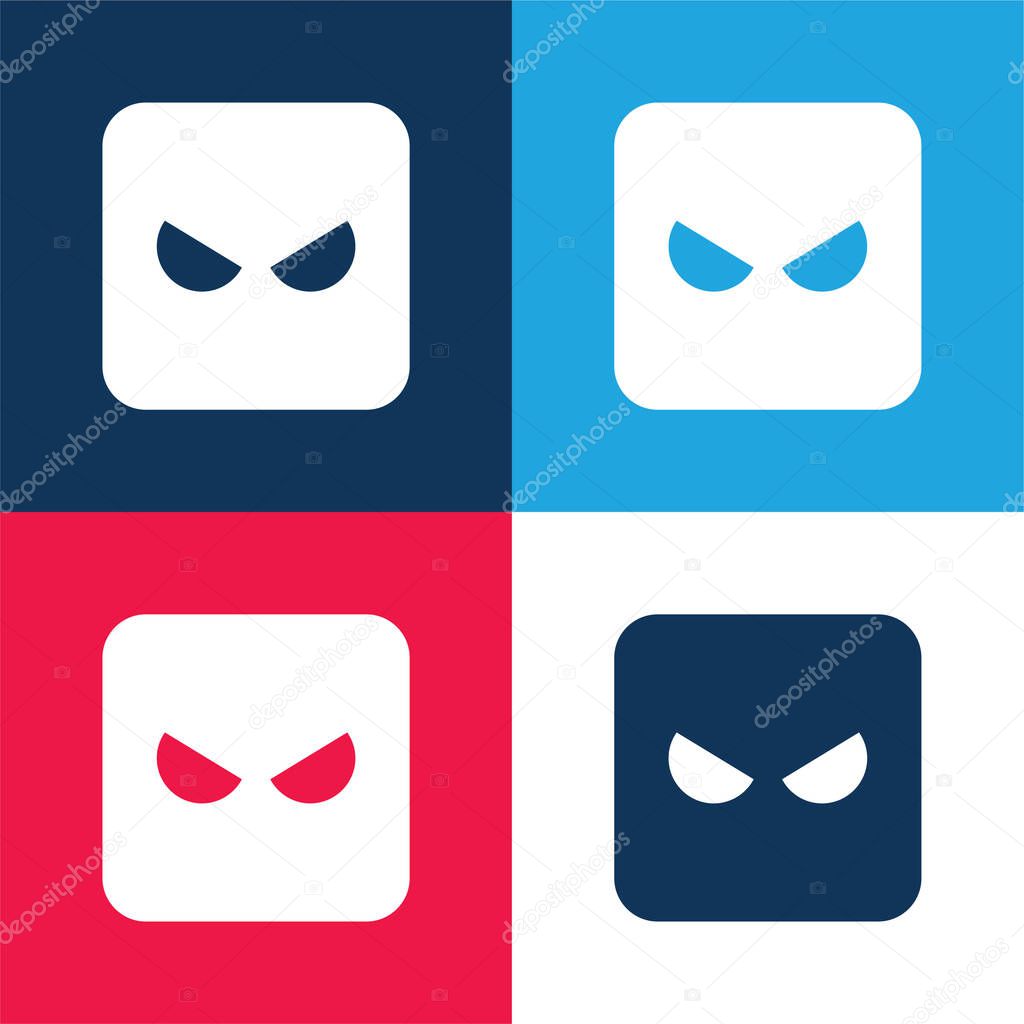 Angry blue and red four color minimal icon set