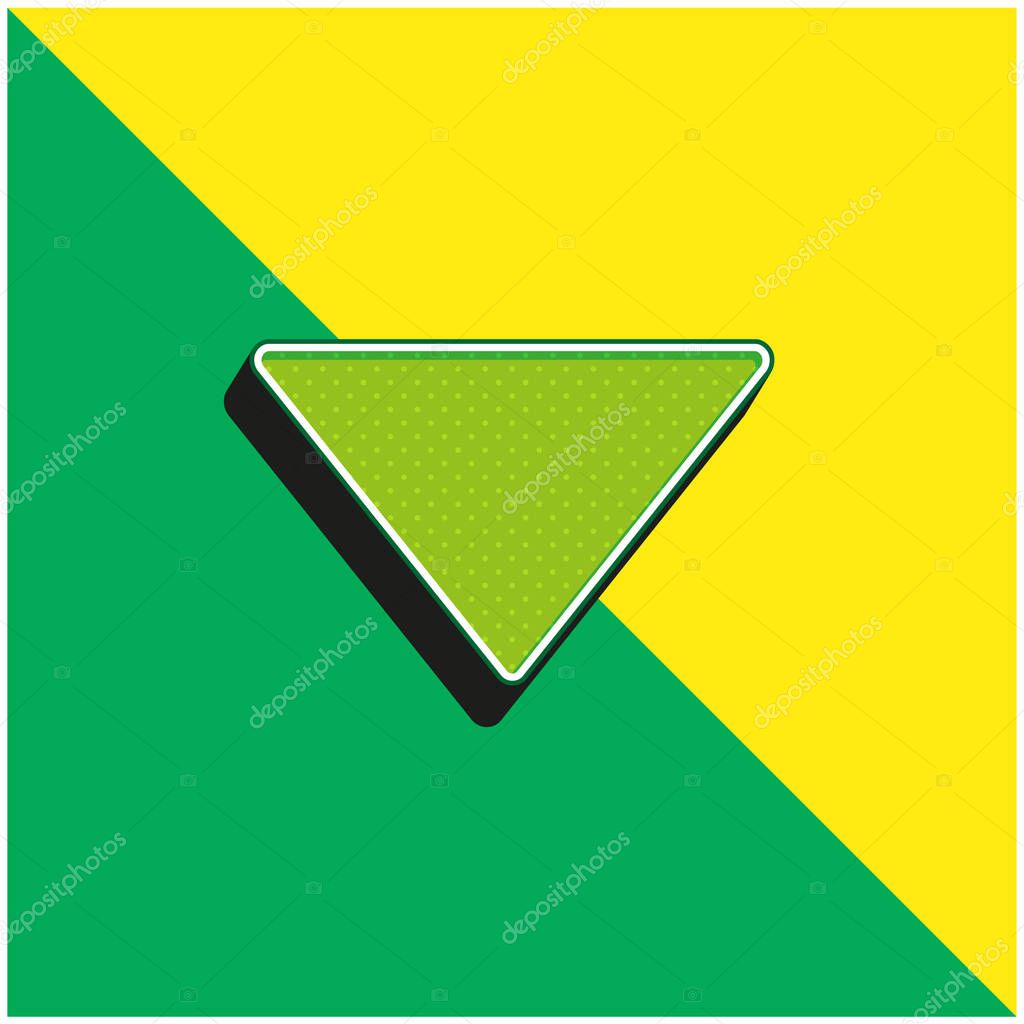 Arrow Down Filled Triangle Green and yellow modern 3d vector icon logo