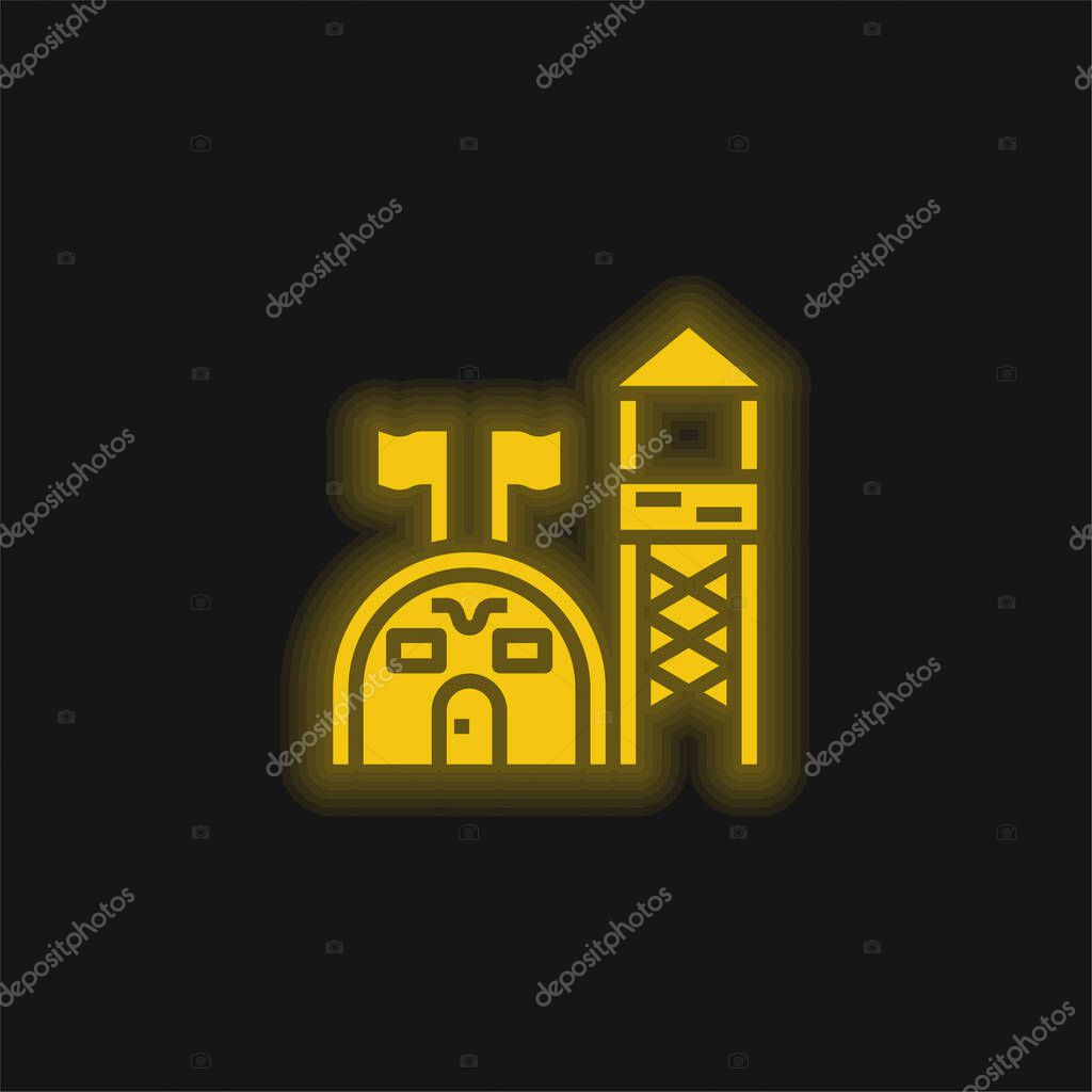 Base yellow glowing neon icon