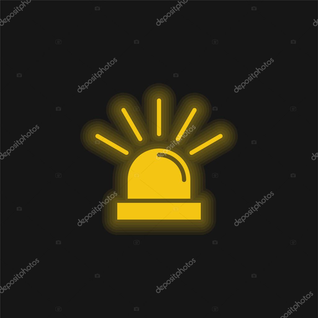 Alarm yellow glowing neon icon