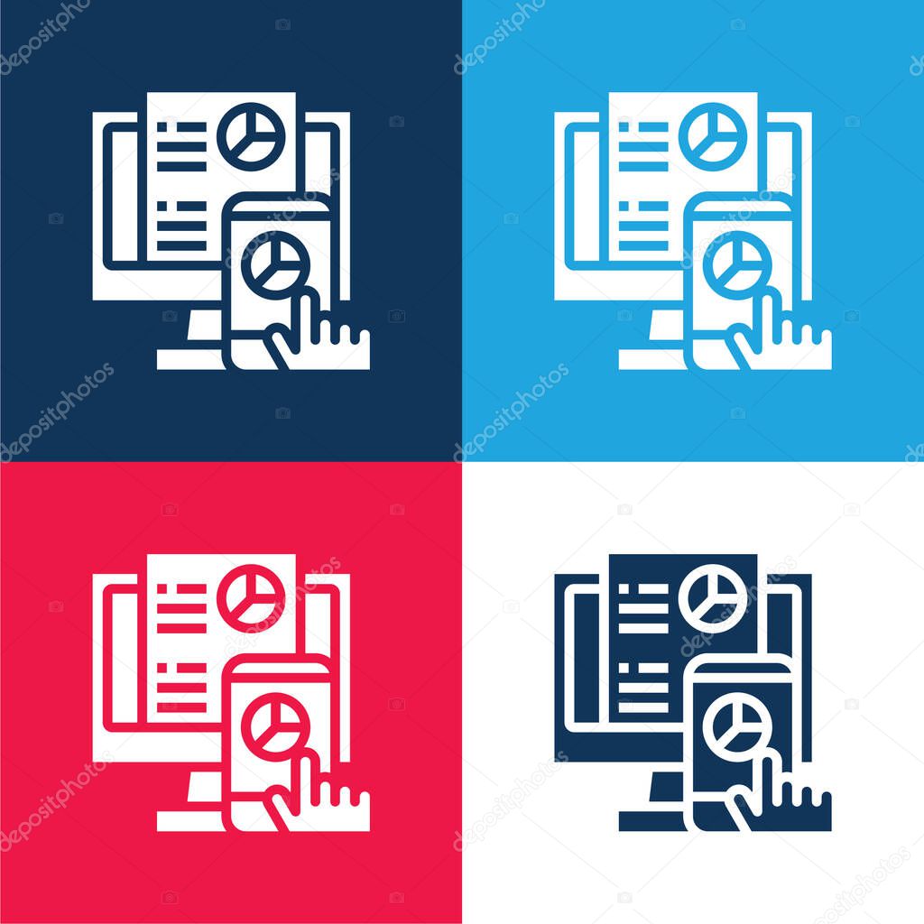 Analysis blue and red four color minimal icon set