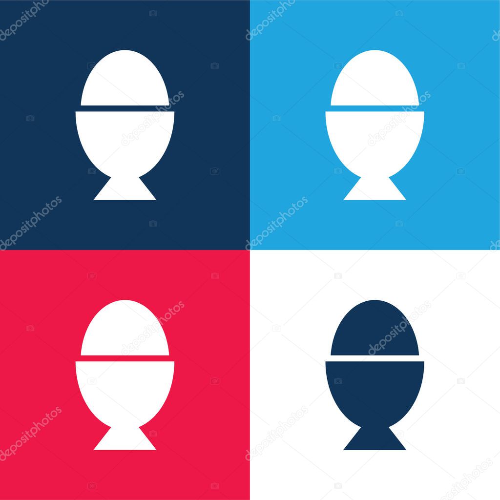 Boiled Egg blue and red four color minimal icon set