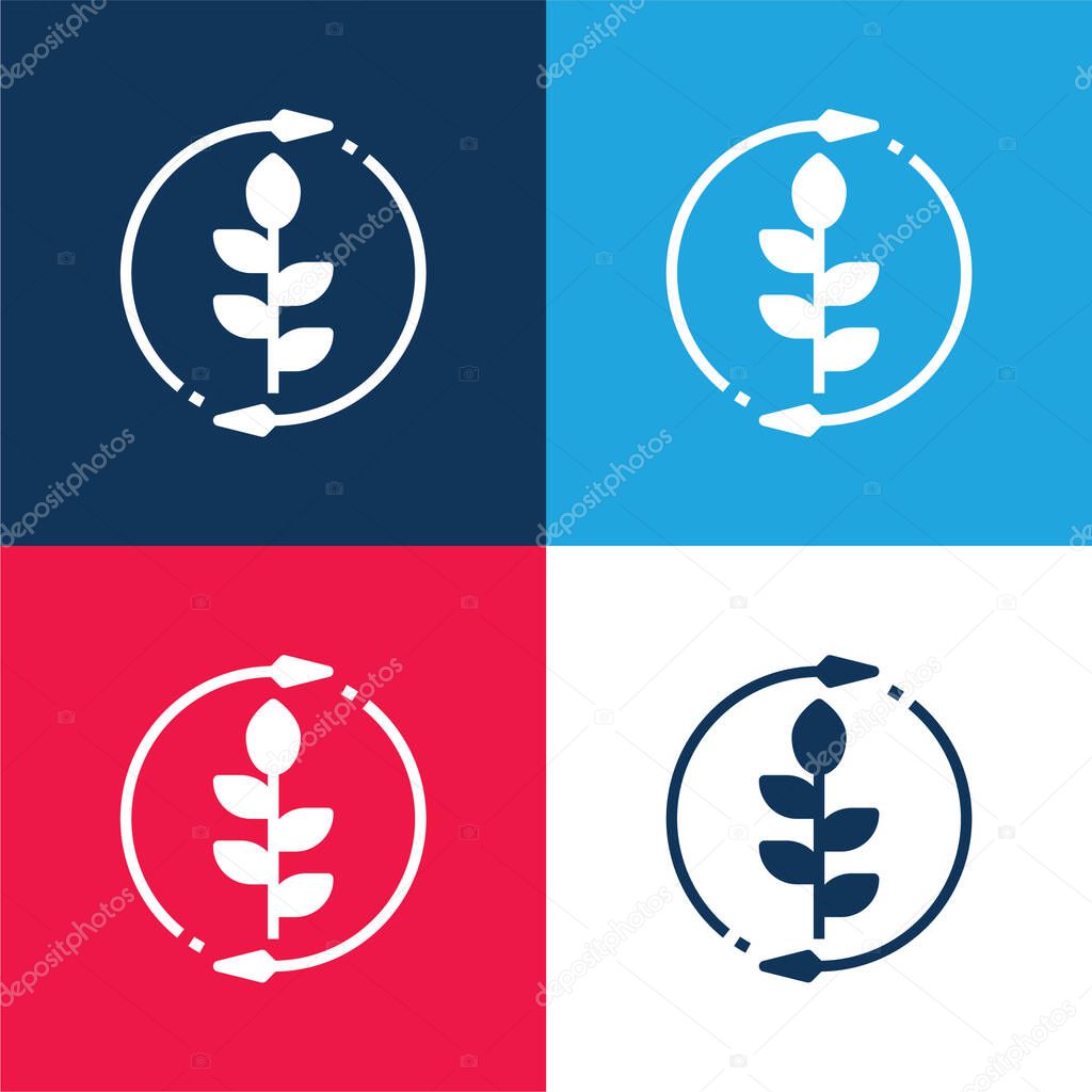 Agronomy blue and red four color minimal icon set