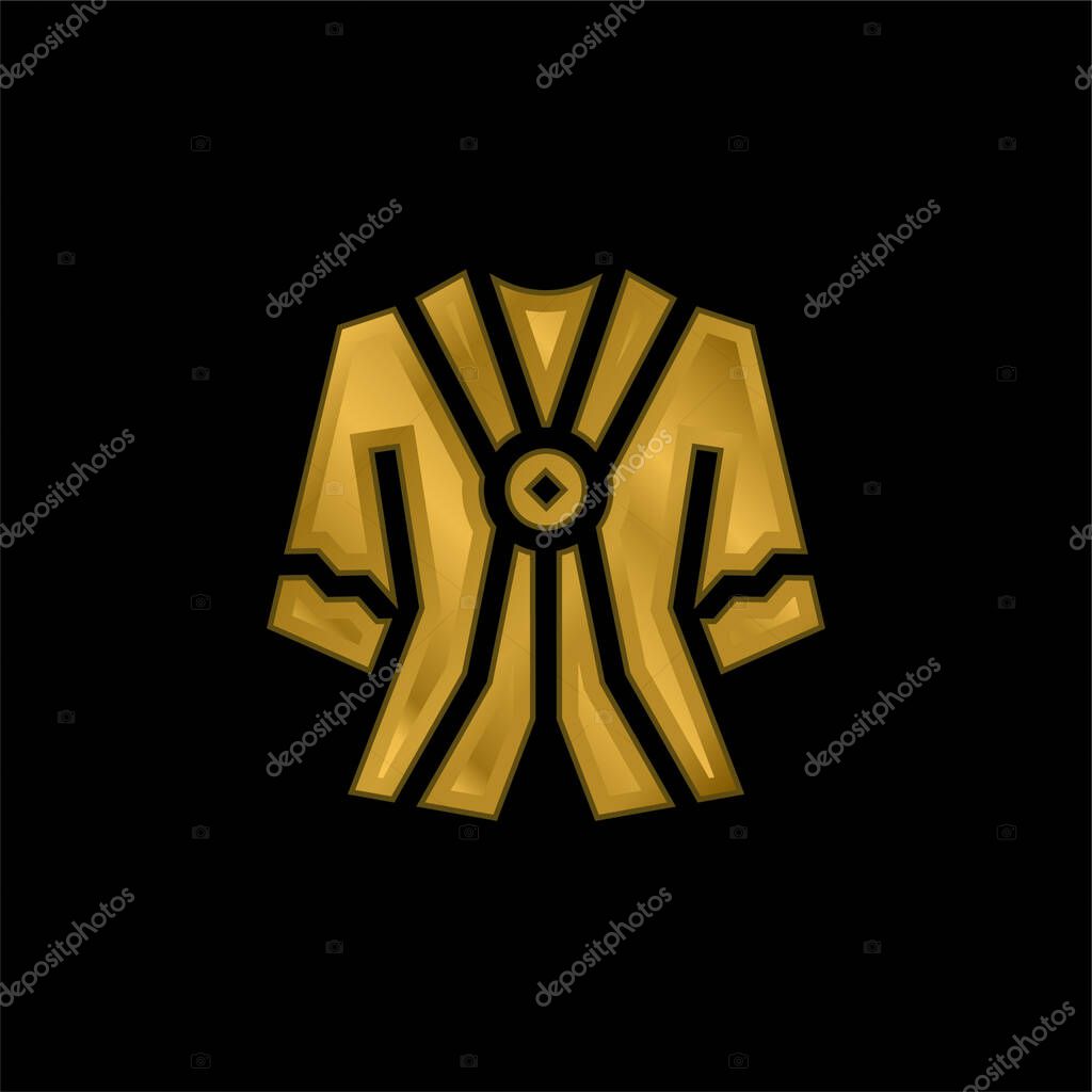Batik gold plated metalic icon or logo vector