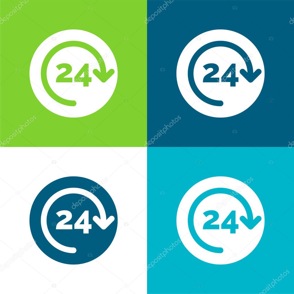 24 Hours Flat four color minimal icon set