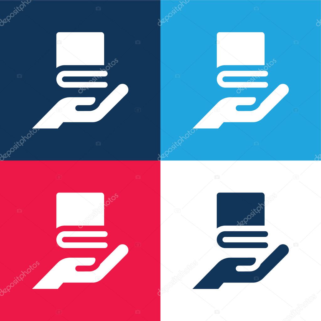 Book blue and red four color minimal icon set