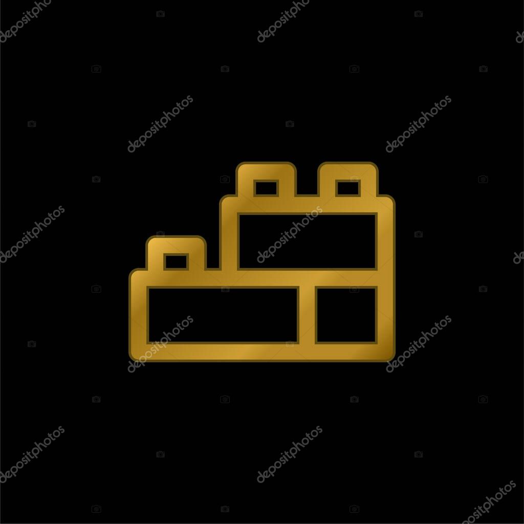 Blocks gold plated metalic icon or logo vector