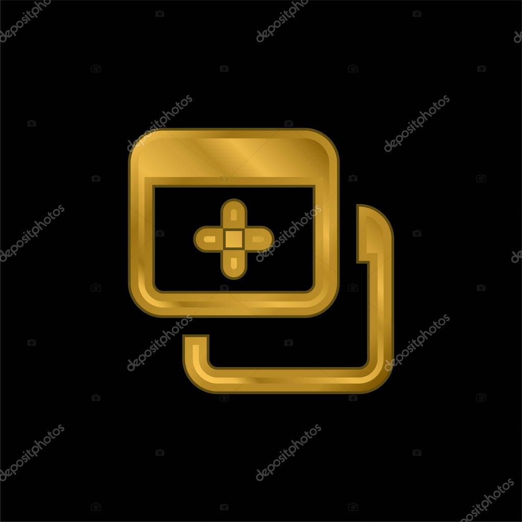 Add gold plated metalic icon or logo vector