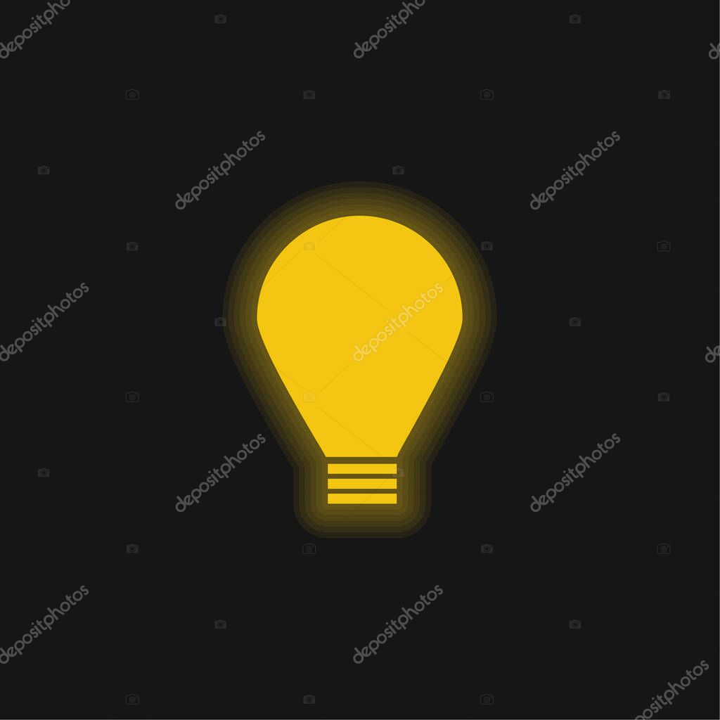 Big Light Bulb yellow glowing neon icon