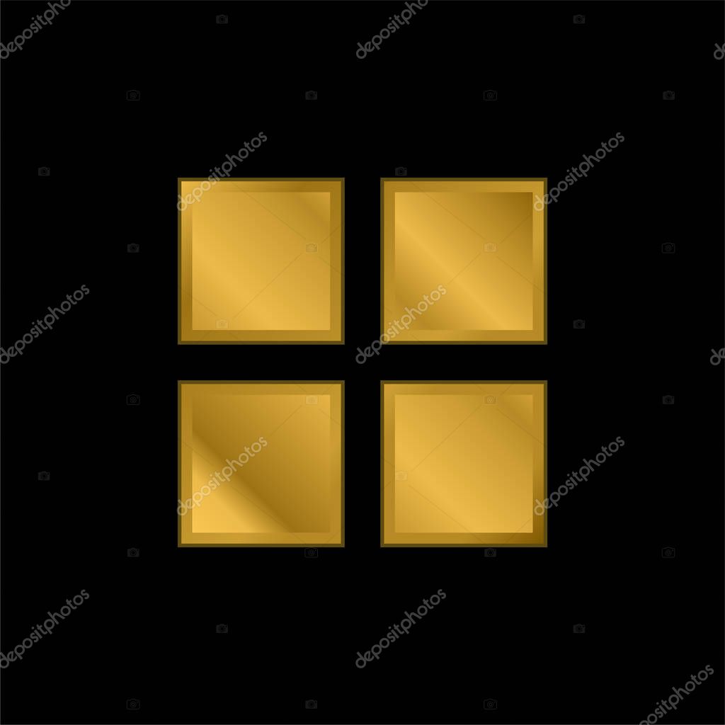 4 Black Squares gold plated metalic icon or logo vector