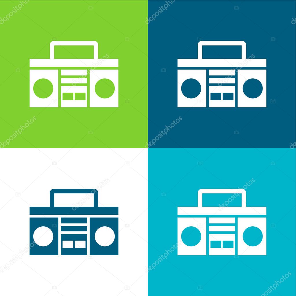 Boom Box With Handle Flat four color minimal icon set