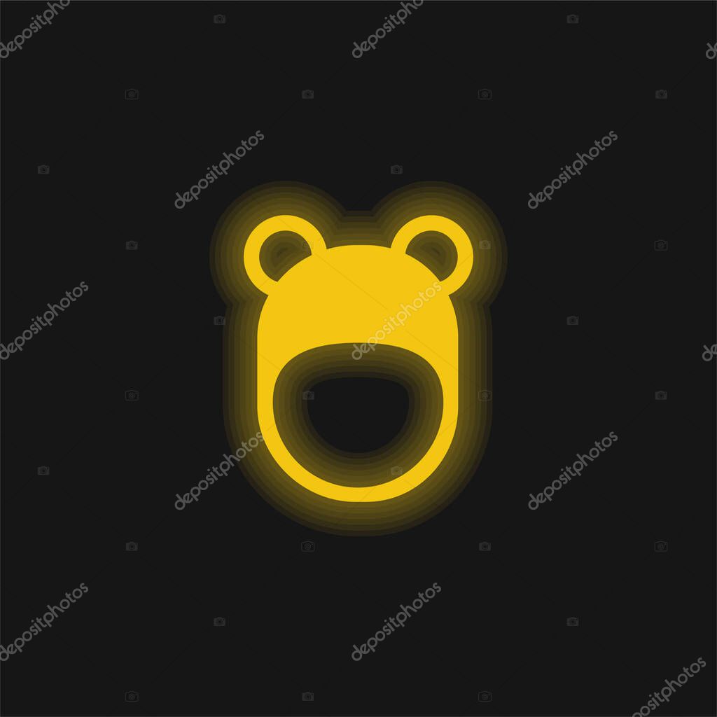 Bear Hat yellow glowing neon icon