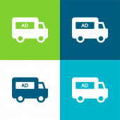 AD Van Flat čtyři barvy minimální ikona nastavena