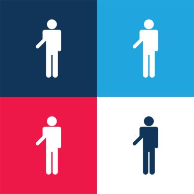 Basit Siluet mavi ve kırmızı En az dört renk simgesi