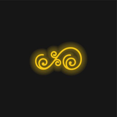 Asymmetrical Floral Design Of Spirals yellow glowing neon icon clipart