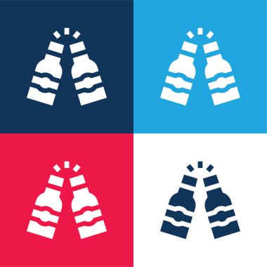 Bira mavi ve kırmızı dört renk minimal simge kümesi