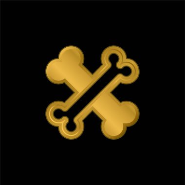 Kemikler altın kaplama metalik simge veya logo vektörü