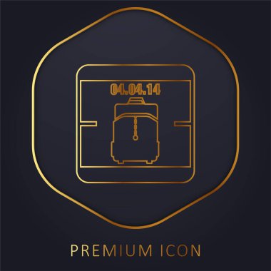 April 4 Of 2014 Calendar Page With Travel Bag Reminder Symbol golden line premium logo or icon clipart