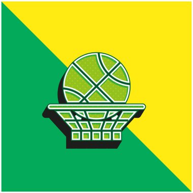 Basketbol Yeşil ve Sarı modern 3D vektör simgesi logosu