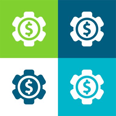 Banka Ayarları Düz 4 renk minimal simgesi seti