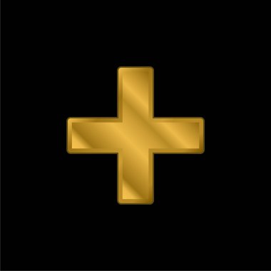 Doldurulmuş Çapraz İşaretli altın kaplama metalik simge ya da logo vektörü ekle