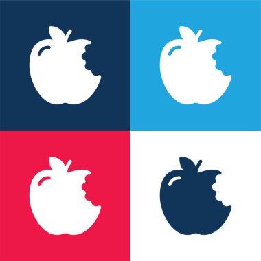 Apple blue and red four color minimal icon set clipart